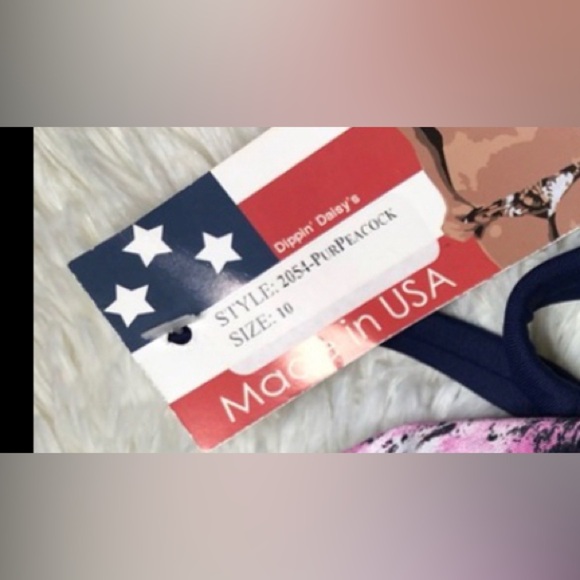 Women's Purple and Black Peacock Feather detail Swim Top size 10 NWT - Picture 10 of 11